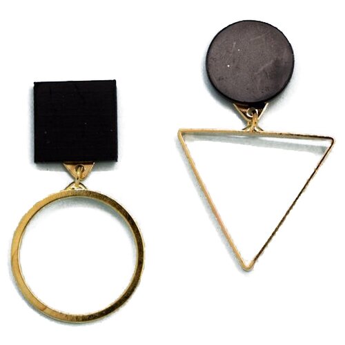 фото Серьги бижутерные геометрия (замок-гвоздик, бижутерный сплав, золотистый) 52684 otokodesign