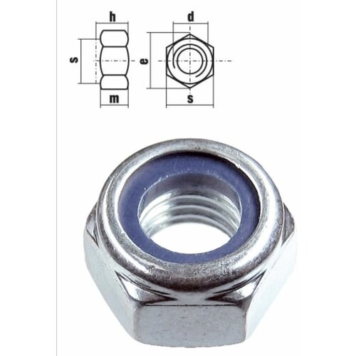 Гайка самоконтрящаяся оцинкованная M10 DIN 985 (40 шт.)