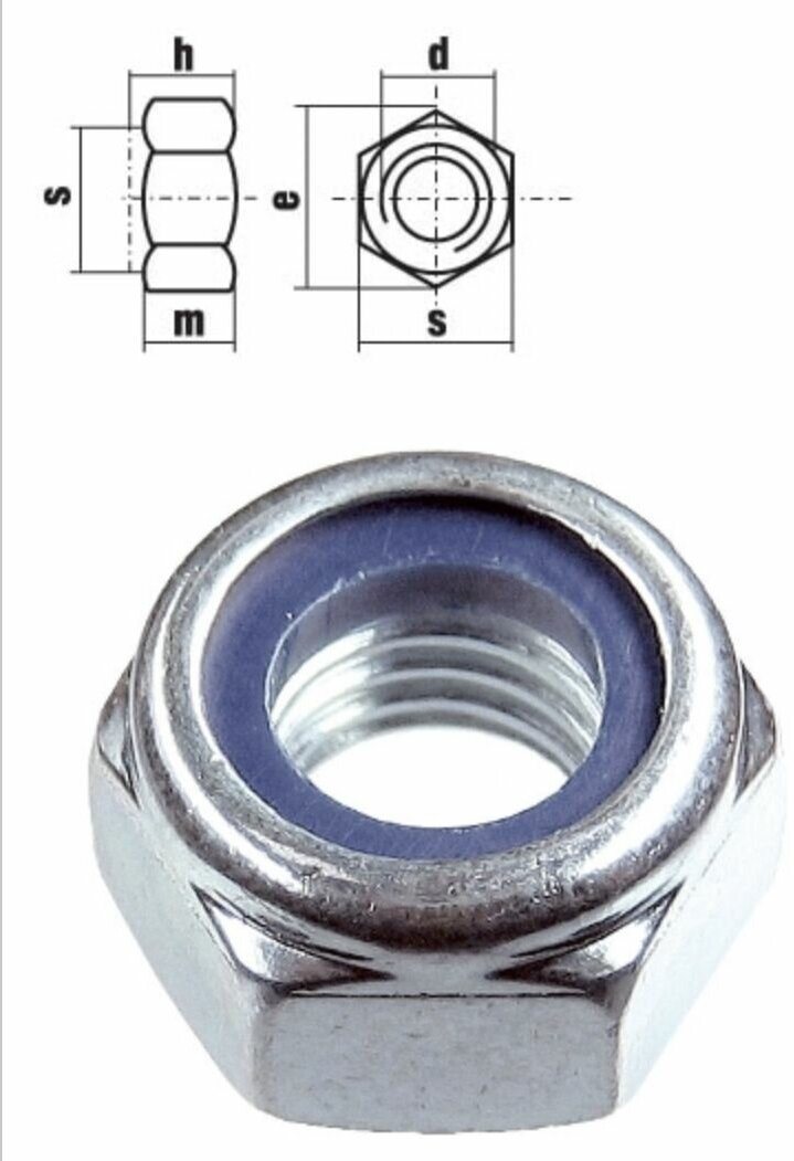 фото Гайка самоконтрящаяся оцинкованная M10 DIN 985 (40 шт.)
