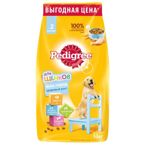 фото Сухой корм для щенков Pedigree для здоровья кожи и шерсти, курица 13 кг