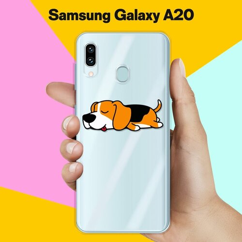 Силиконовый чехол Уставший бигль на Samsung Galaxy A20 силиконовый чехол бигль с цветами на samsung galaxy a20