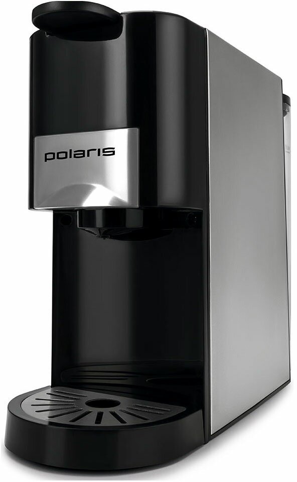 Кофеварка Polaris PCM 2020 3-in-1, тип капсул (Nespresso, Dolce-Gusto, молотый кофе), нержавеющая сталь/ черный, 20 бар — фото 1