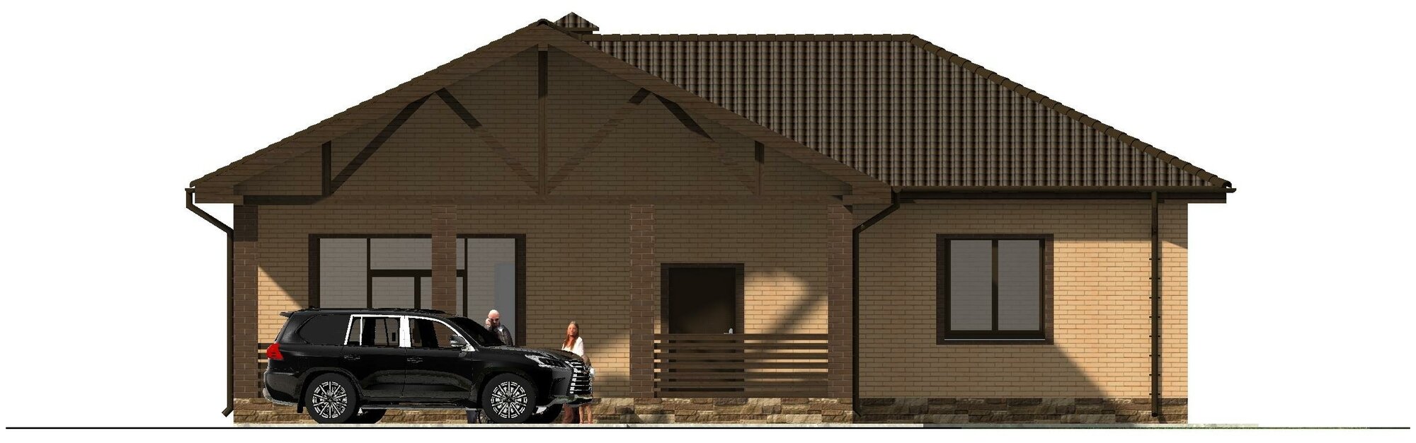 Готовый проект одноэтажного дома без гаража из газобетонного блока с облицовкой из керамического кирпича площадью 139,9 кв.м - фотография № 10
