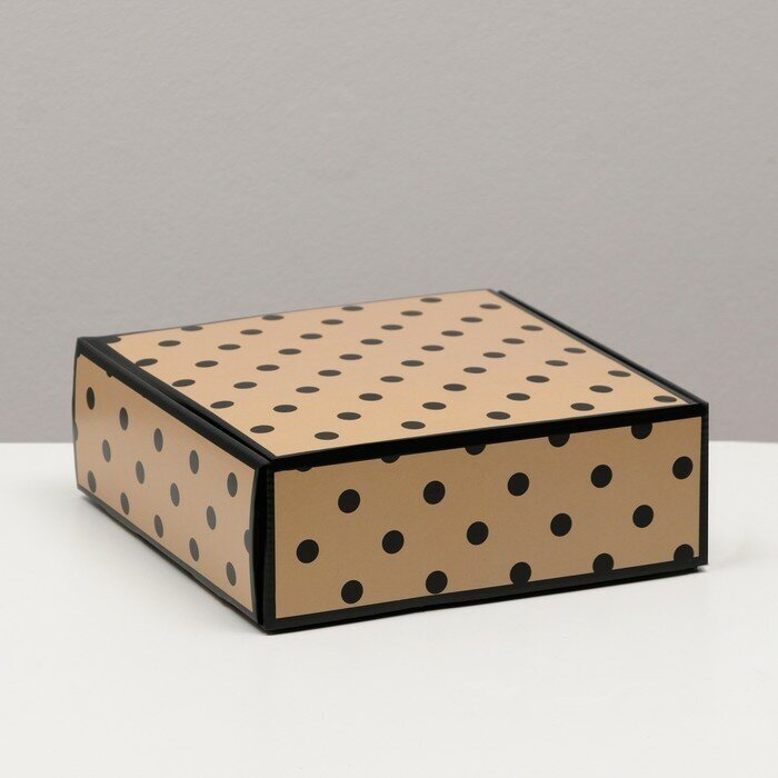 Коробка самосборная "Горошек", 23 х 23 х 8 см (1шт.)