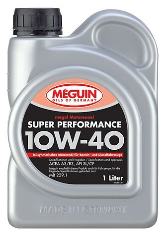 П/с. мот.масло megol motorenoel super performance 10w-40 cf/sl a3/b3 (1л), meguin, 4366