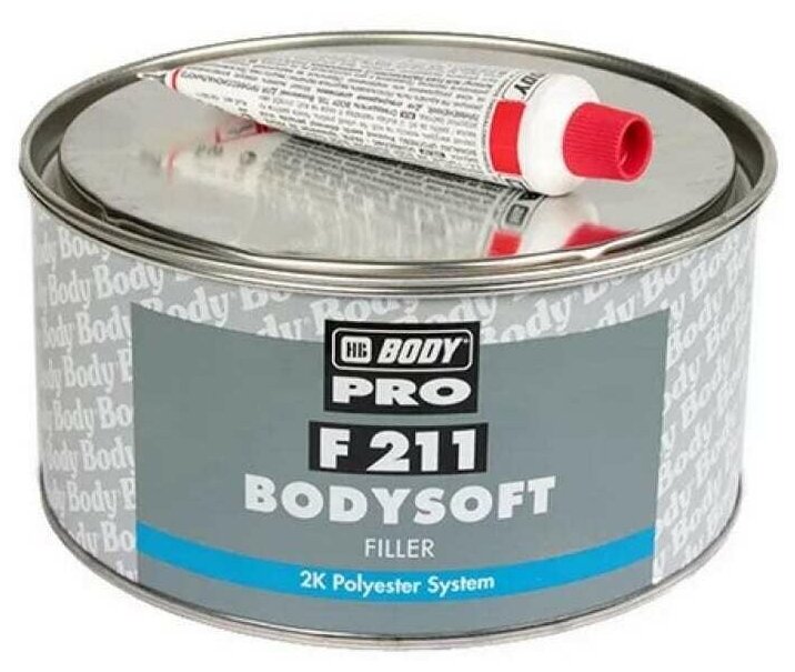 Шпаклевка, Шпатлевка, универсальная для кузова автомобиля HB BODY 211 BODYSOFT 3 кг / 2К с отвердителем в комплекте
