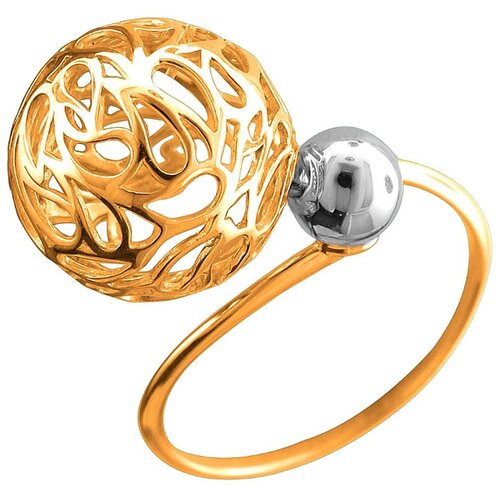 фото Эстет кольцо шарики из комбинированного золота 01к0612775, размер 15.5