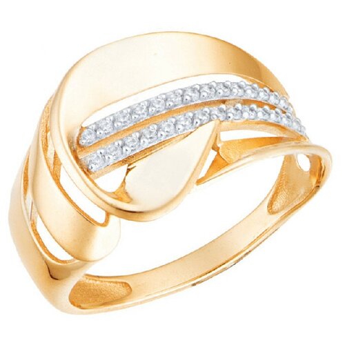 Кольцо АЛЕКСАНДРА, красное золото, 585 проба, фианит, размер 18, красный, золотой кольцо из золота 01 2540