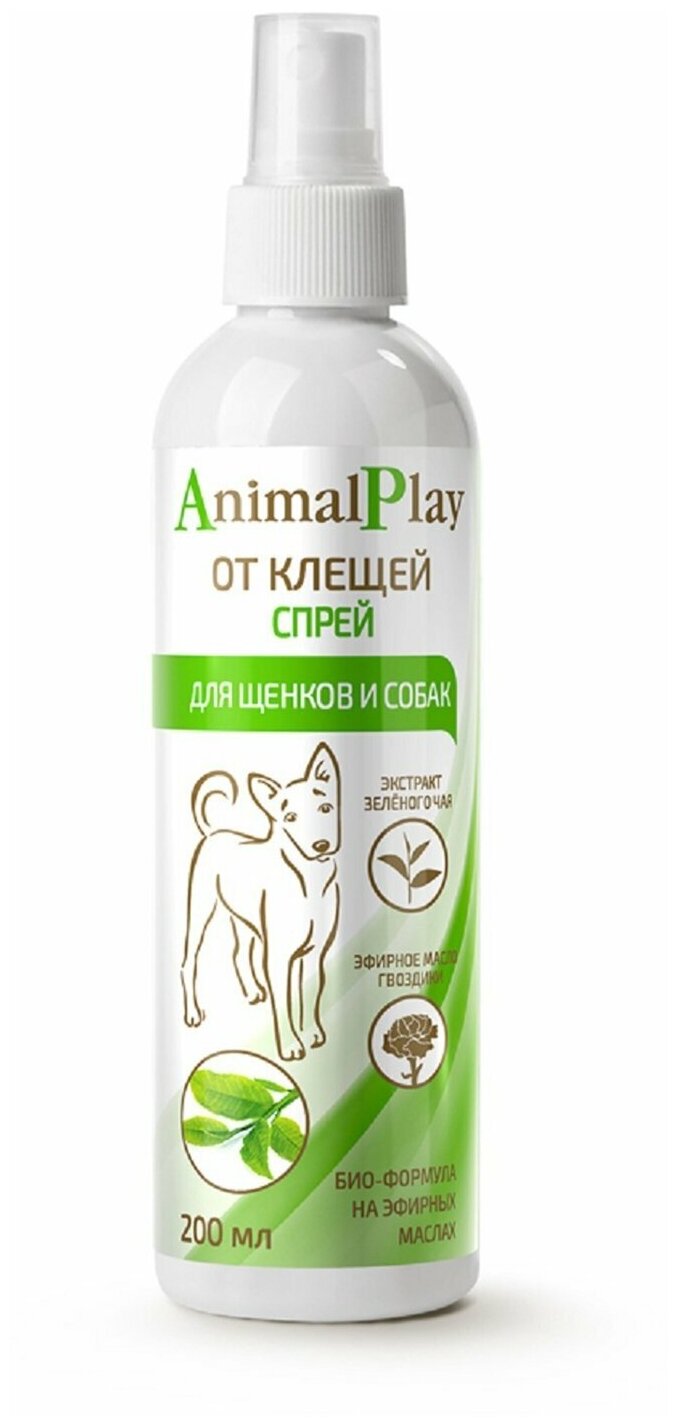 Animal Play спрей от блох и клещей репеллентный для щенков, собак, кошек, для домашних животных 1 уп.