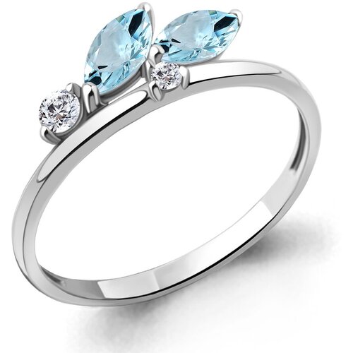 фото Кольцо diamant online, серебро, 925 проба, фианит, топаз, размер 17