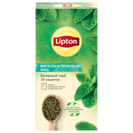 Чай зеленый Lipton чистота и прохлада чай с мятой в пакетиках - изображение