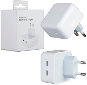 Зарядное устройство с двумя портами USB Type-C / Адаптер питания для iPhone, iPad, AirPods / Быстрая зарядка для айфона 50W