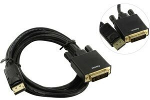 Кабель DVI HAMA H-54593, DisplayPort (m) - DVI-D(m) dual link, GOLD , 1.8м, черный [00054593] - фото №3
