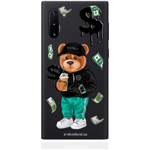 Черный силиконовый чехол MustHaveCase для Samsung Galaxy Note 10 Tony Bear/ Мишка Тони