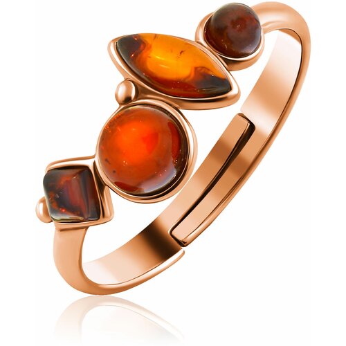 фото Кольцо из золочёного серебра дарвин 120042108aa-к с янтарём, размер 17 diamant-online