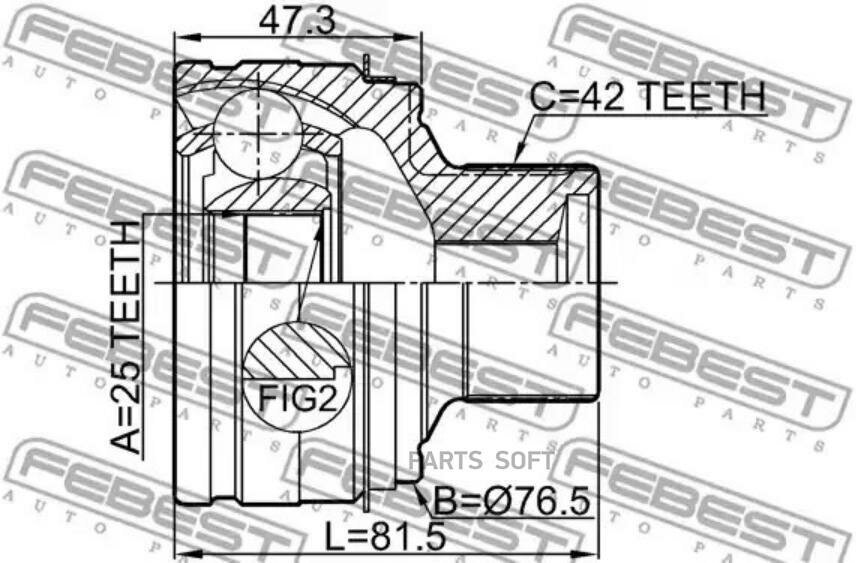 Шрус наружный 25x76.5x42 FEBEST / арт. 1710A4 - (1 шт)