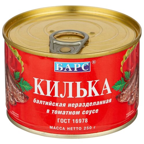 фото БАРС Килька балтийская в томатном соусе, 250 г