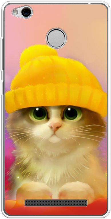 Силиконовый чехол на Xiaomi Redmi 3 Pro (3S) / Сяоми Редми 3 Про Котенок в желтой шапке