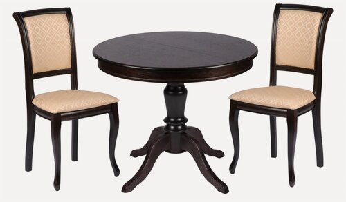 Изображение товара Обеденная группа для кухни стол и стулья, Элат 90(130) х 90 см, Венге и 2 стула Арктос Венге/Бежевый жаккард