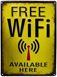 Табличка металлическая Free WiFi