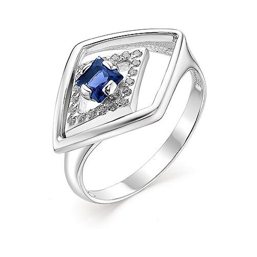фото Алькор кольцо с сапфиром и фианитами из серебра 01-0766-0гтс-00, размер 17