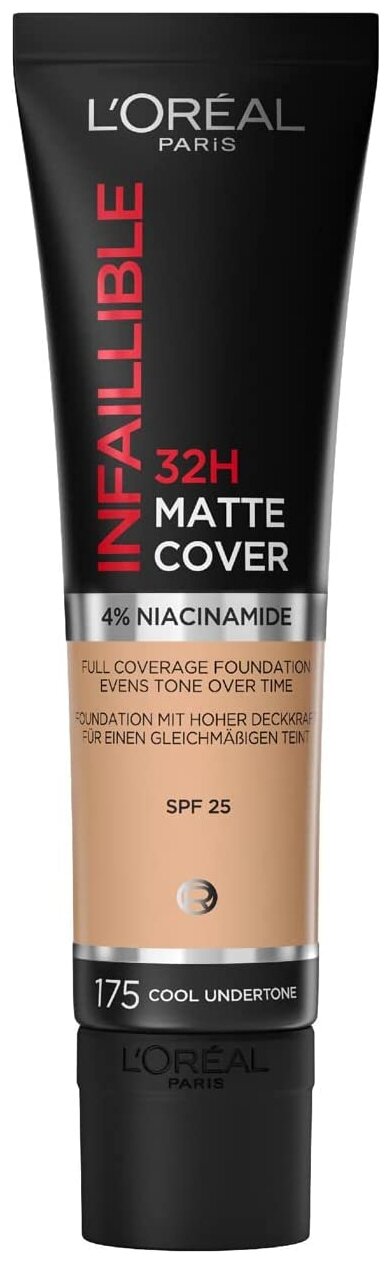 LOreal Paris Тональный крем Infaillible 32H Matte Cover, SPF 25, 30 мл, оттенок: 175