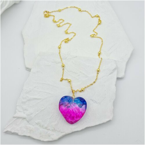 Колье The Minimalist, искусственный камень, кварц, кварц синтетический, кварцит, металл, длина 55 см, фиолетовый, фуксия