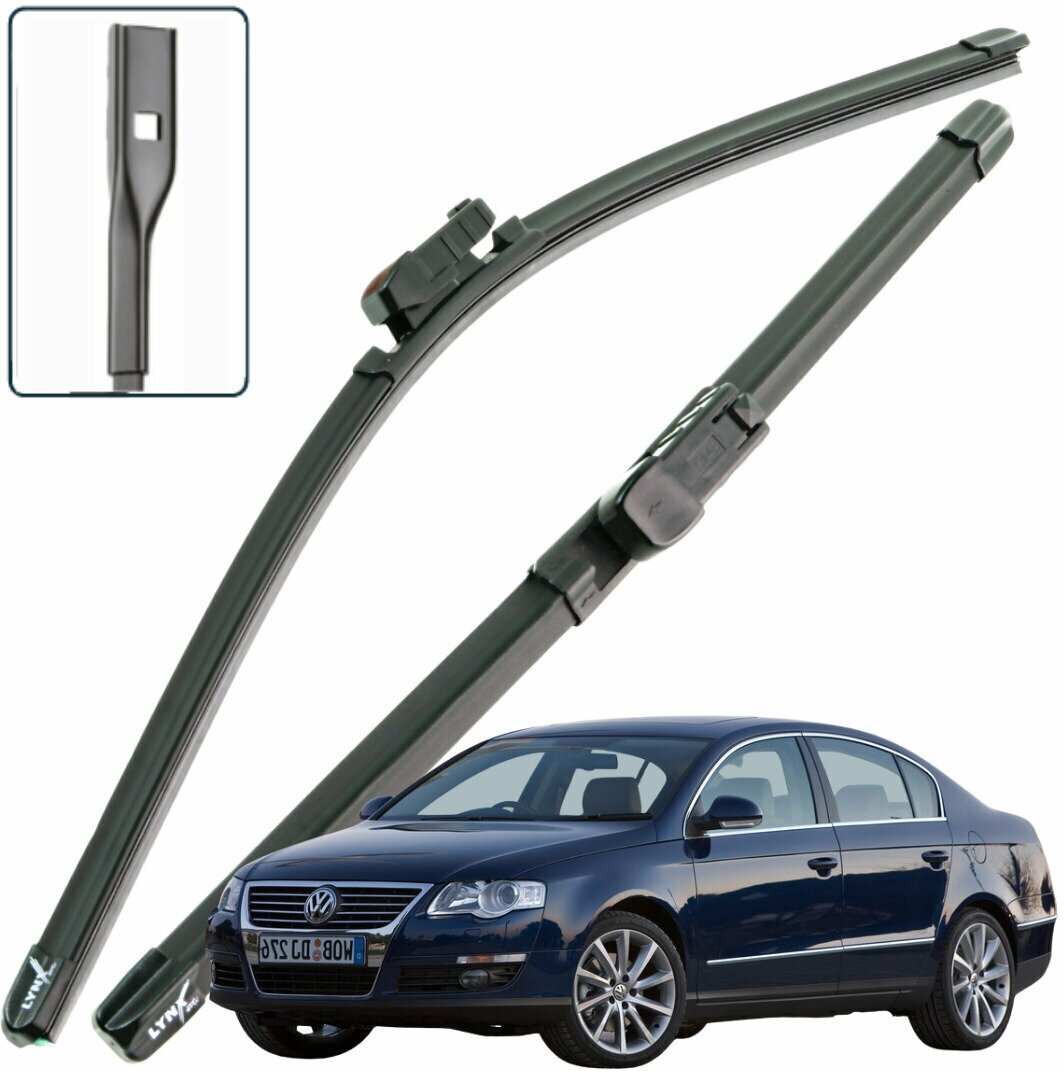 Дворники VW Volkswagen Passat (6) B6 Фольксваген Пассат Б6 седан 2005 2006 2007 2008 2009 2010 Щетки стеклоочистителя бескаркасные 600мм-480мм к-т 2шт