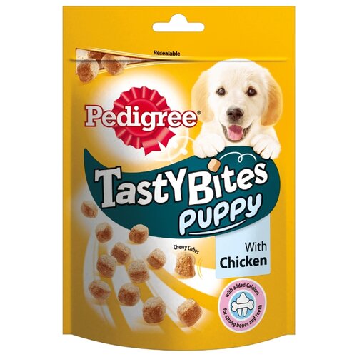 фото Лакомство для собак Pedigree Tasty Bites Puppy ароматные кусочки с курицей, 125 г