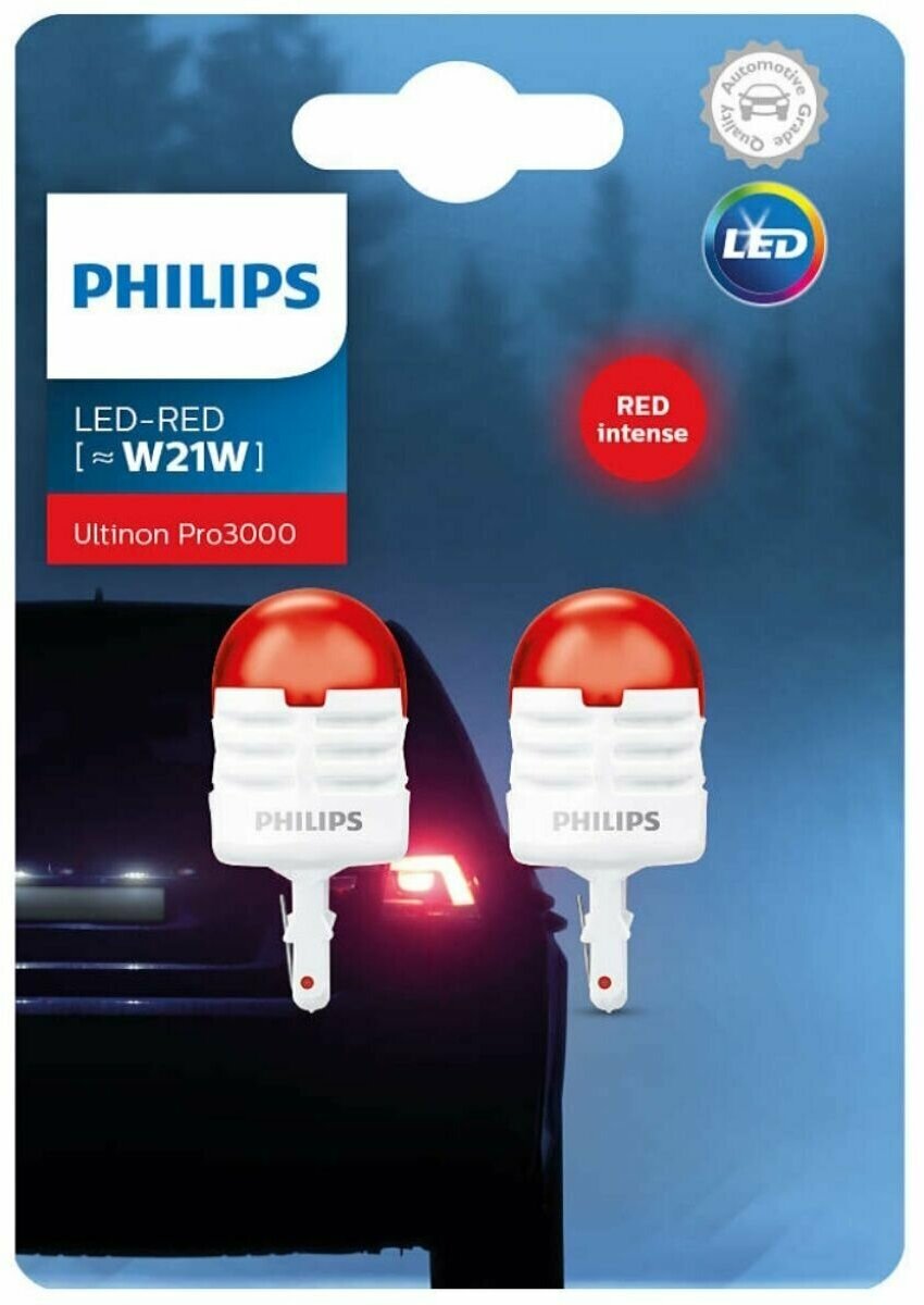 Светодиодная лампа Philips Ultinon Pro 3000 W21W Red 2шт.