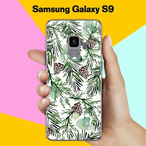 Силиконовый чехол на Samsung Galaxy S9 Шишки на елке / для Самсунг Галакси С9