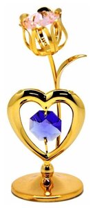 Фото Фигурка Crystocraft Сердце с цветком 175-001-GМХ с кристаллами SWAROVSKI