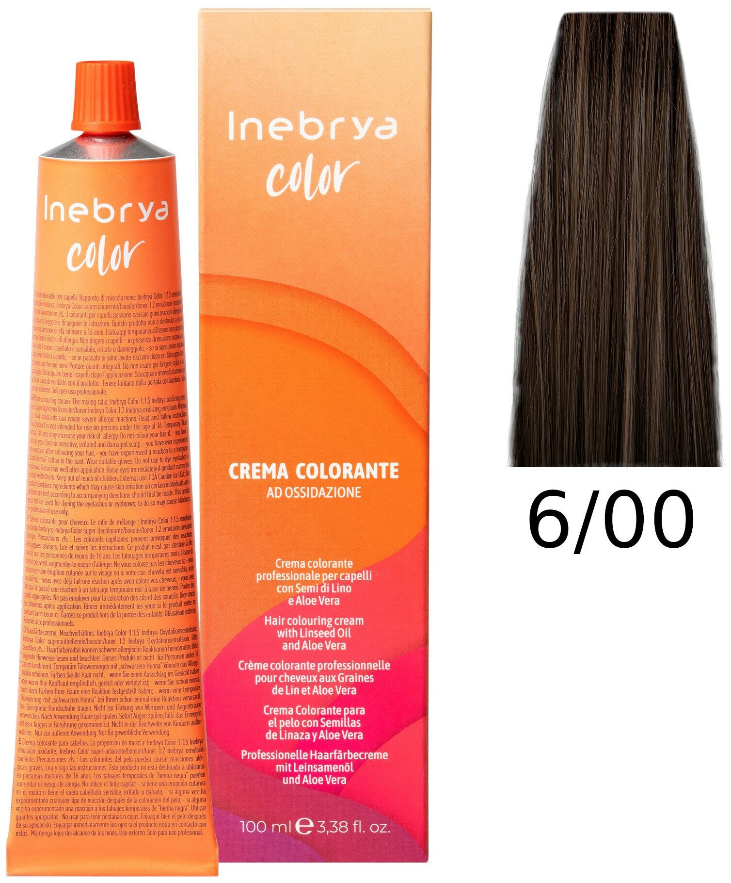 Крем-краска Inebrya Color Professional 6/00 Тёмный блонд Натуральный насыщенный 100 мл