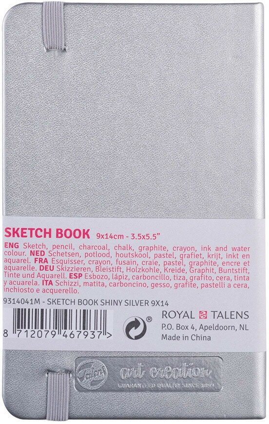 Блокнот для зарисовок Art Creation, 80 листов, 9х14 см., блестящее серебро Royal Talens - фото №13