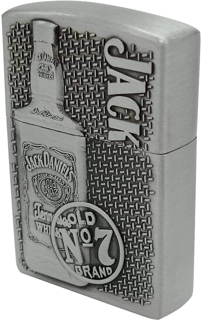 Зажигалка Джек Дэниэлс с бутылкой газовая, цвет серебро - фотография № 2