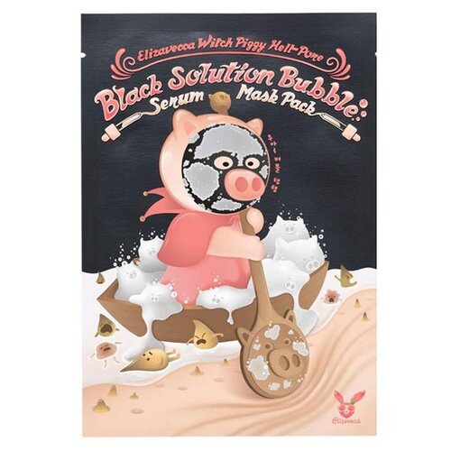 фото Elizavecca witch piggy hell-pore black solution bubble serum mask pack кислородно-пузырьковая маска с угольным порошком