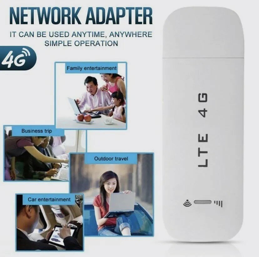 Модем, 4g lte модем, usb модем, интерфейс подключения USB, поддержка сетей 4G, исполнение внешнее, белый