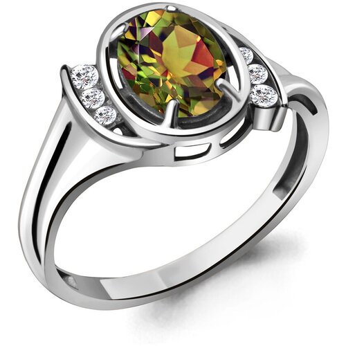 фото Кольцо diamant online, серебро, 925 проба, султанит, фианит, размер 17.5, мультиколор