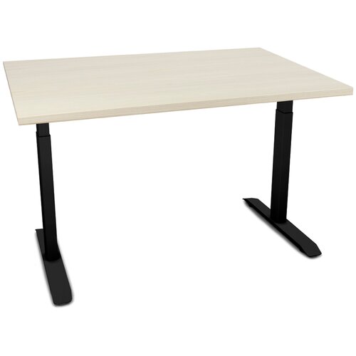Стол с регулируемой высотой Aleganta ножки прямоугольные двухсекционные, цвет черный/флитвуд белый 100-2-20-05