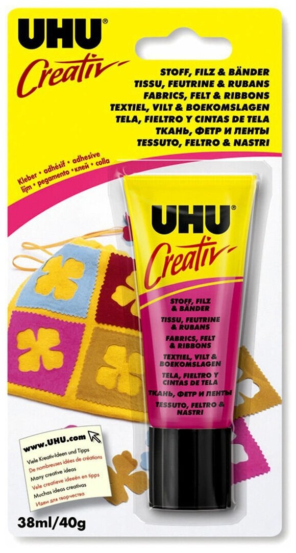 Клей для ткани, шерсти, лент UHU Creativ/креатив 38 мл, индивидуальная упаковка