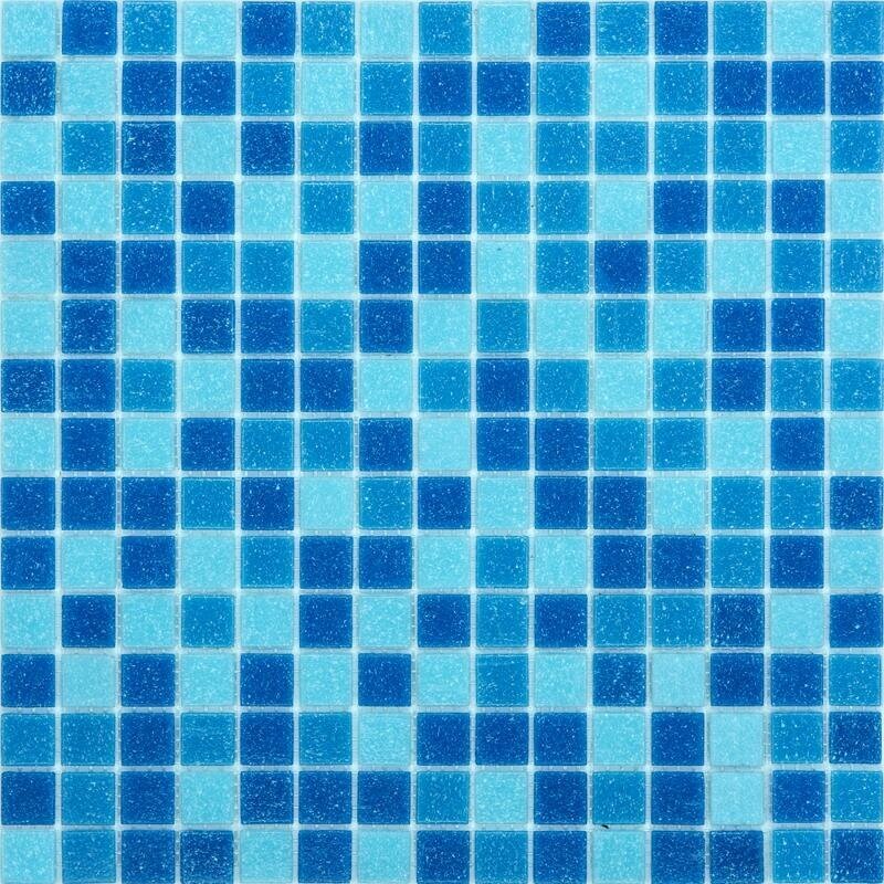 Стеклянная мозаика голубая 32,7х32,7 см