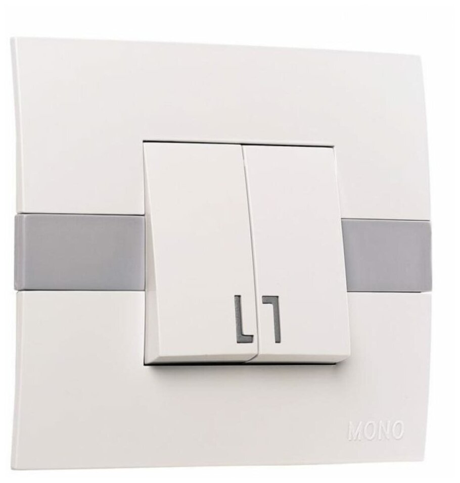 Выключатель двухклавишный с подсветкой MONO ELECTRIC EСО  белый 101-010101-103