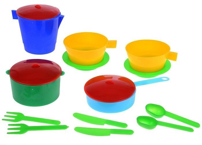 Набор игрушечной посуды Новокузнецкий завод пластмасс "Ульянка", на 2 персоны, 16 предметов, пластик