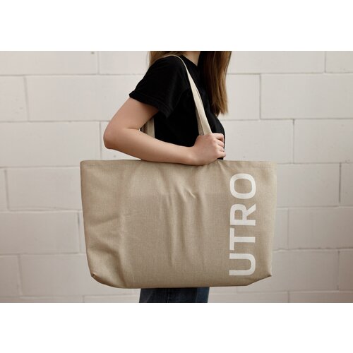 фото Сумка шоппер utro повседневная, полиэстер, бежевый