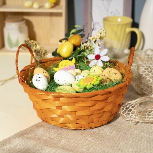 Корзинка пасхальная бамбуковая для яиц для кулича Декор Пасха Сувенир 599₽