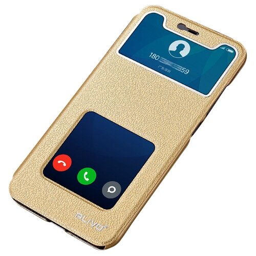 фото Чехол-книжка mypads для xiaomi redmi note 5 / xiaomi redmi note 5 pro с окошком для входящих вызовов и свайпом золотой