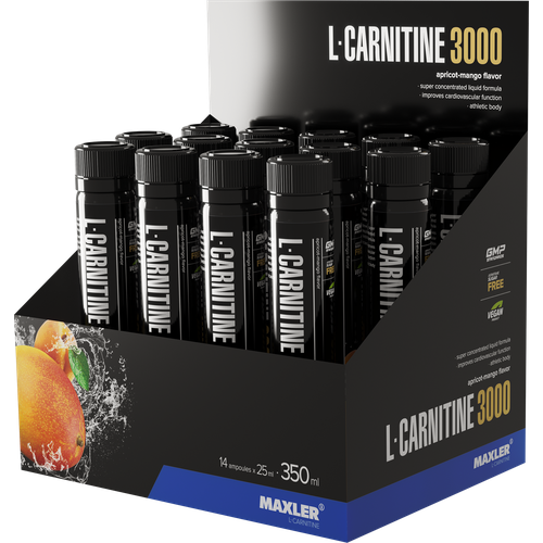 фото Карнитин maxler l-carnitine 3000 мг. (14 х 25 мл.) - абрикос-манго