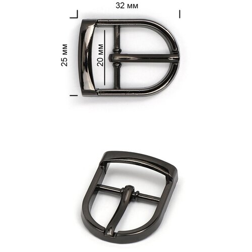 Пряжка металлическая TBY.165189 32х25мм, внутр. размер 20мм цв. черный никель уп. 5шт