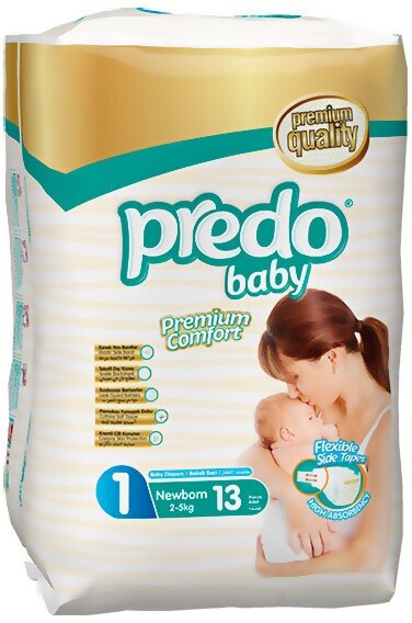 Набор из 3 штук Подгузники для детей PREDO Baby 13шт №1 (2-5кг)