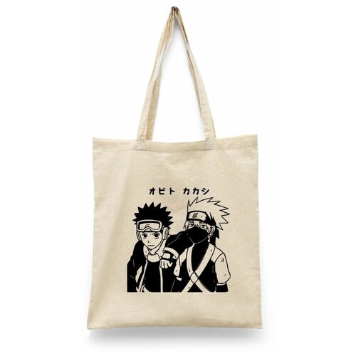 фото Сумка-шоппер унисекс каждому своё "аниме/удзумаки/какаси" черная